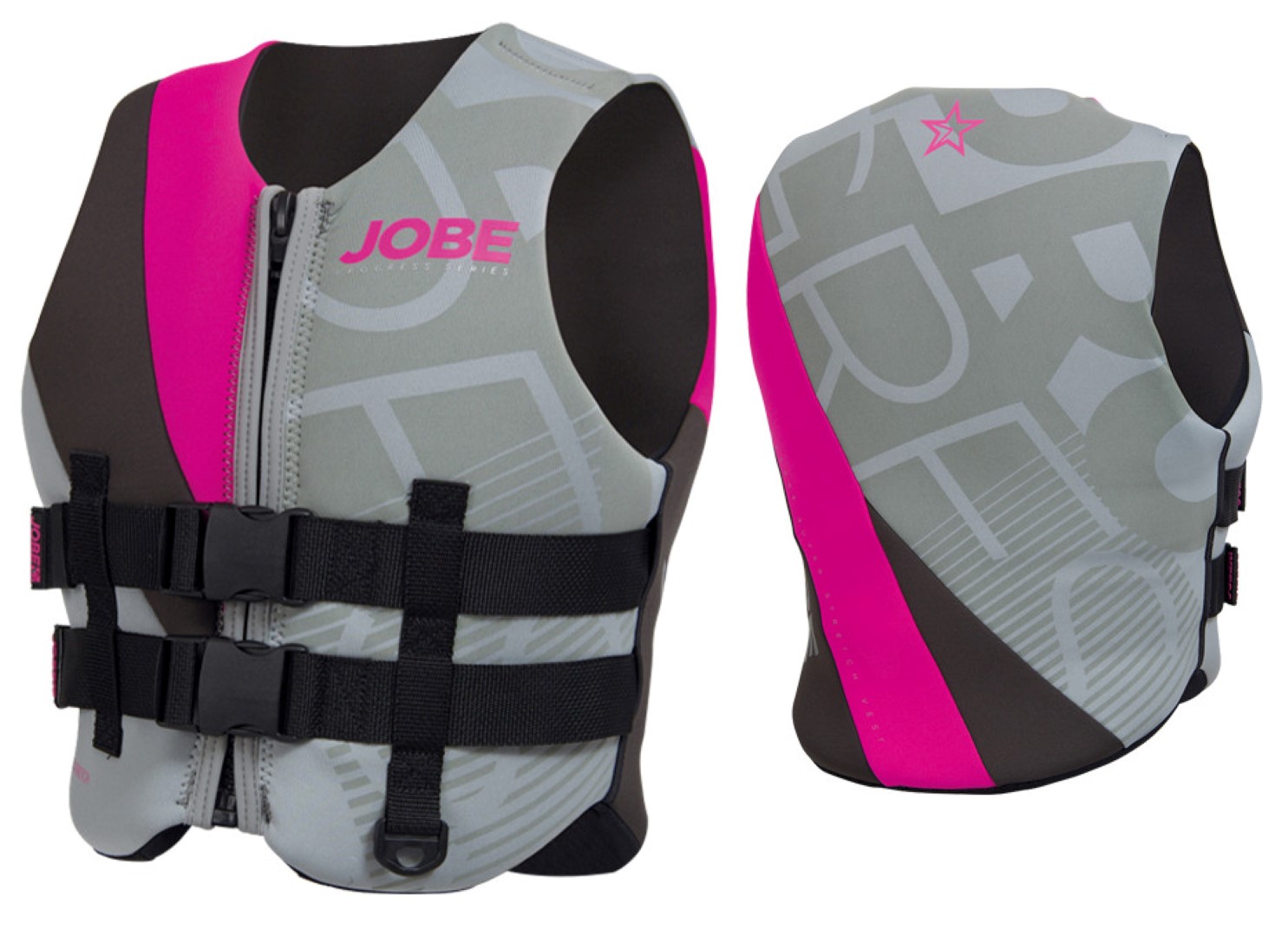 Jobe Progress Stretch Women Vest Grey/Pink Lifejacket Wakeboard Kite